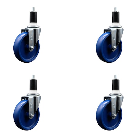 Service Caster 5'' Solid Poly Wheel Swivel 1-3/8'' Expanding Stem Caster Set, 4PK SCC-EX20S514-SPUS-138-4